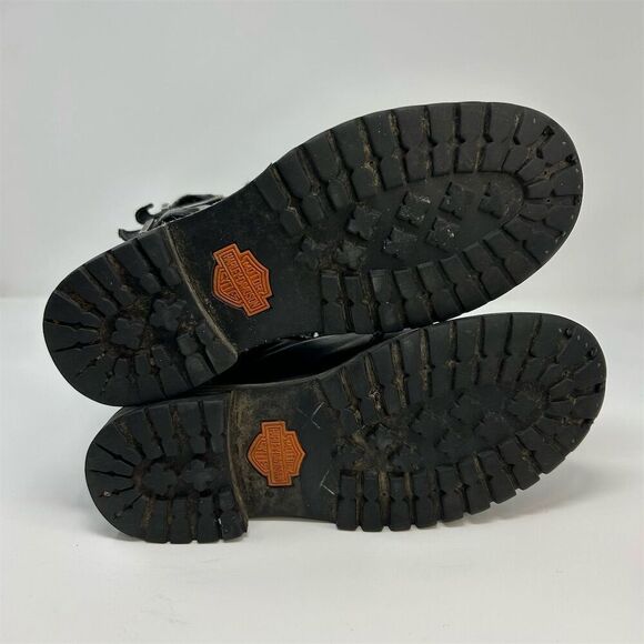 Harley-Davidson Moto Black Leather Lace-Up Riding Boots Size 6.5 Buckles - Picture 14 of 16